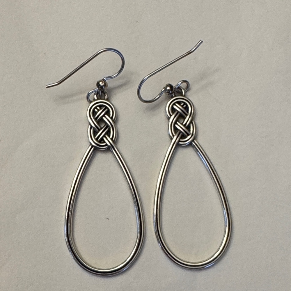 Brighton Silver Interlok Teardrop Earrings - Picture 3 of 3